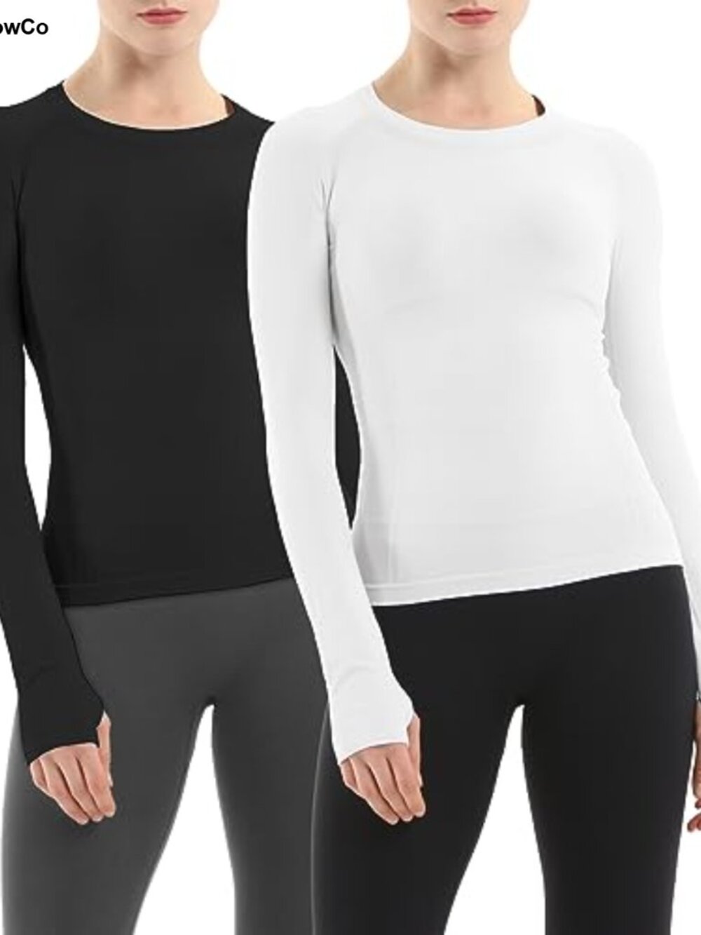 Seamless Long Sleeve Workout Tops for Women 2 Pack
